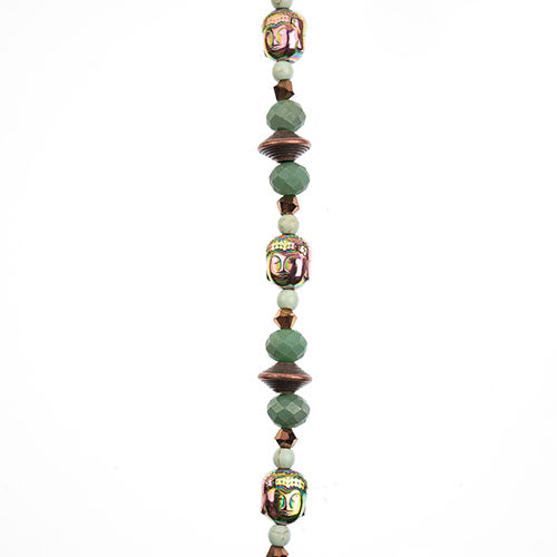 Crystal Lane DIY Designer 7in Bead Strand Glass, Metal, Hematite Patina Buddha Assorted