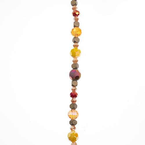Crystal Lane DIY Designer 7in Bead Strand Glass and Hematite Orange and Yellow Assorted
