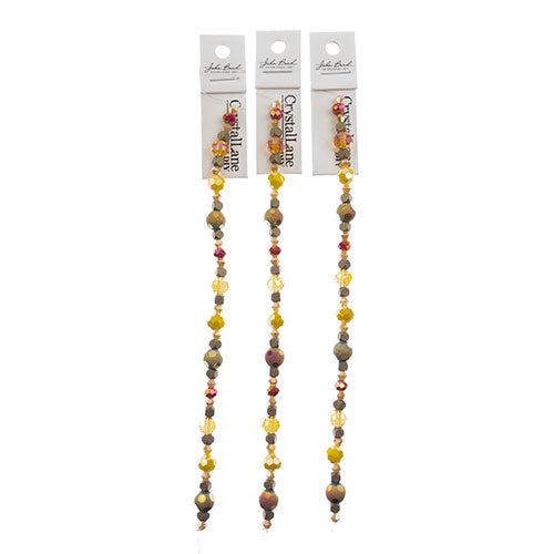Crystal Lane DIY Designer 7in Bead Strand Glass and Hematite Orange and Yellow Assorted