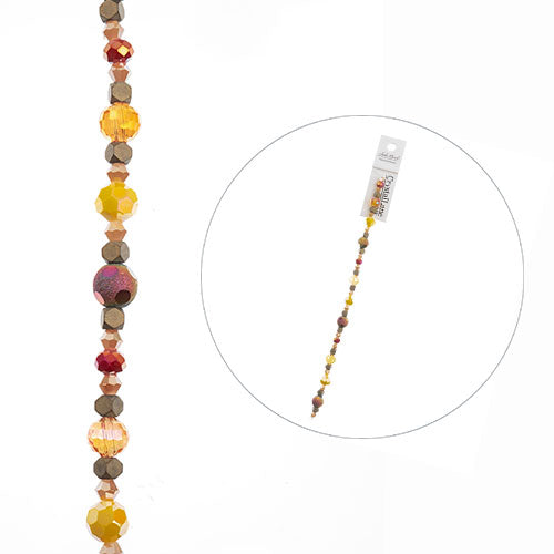 Crystal Lane DIY Designer 7in Bead Strand Glass and Hematite Orange and Yellow Assorted
