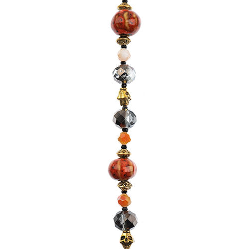 Crystal Lane DIY Designer 7in Bead Strand Glass, Ceramic, and Metal Pumpkins Patch Assorted