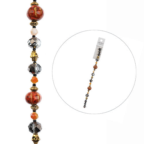 Crystal Lane DIY Designer 7in Bead Strand Glass, Ceramic, and Metal Pumpkins Patch Assorted