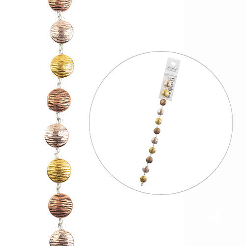 Crystal Lane DIY Designer 7in Bead Strand Metal Flat Round Gold Copper Ant.Copper Mix 10x5mm