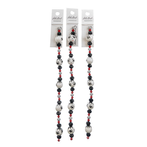 Crystal Lane DIY Designer 7in Bead Strand Glass and Ceramic Face Black and White Assorted