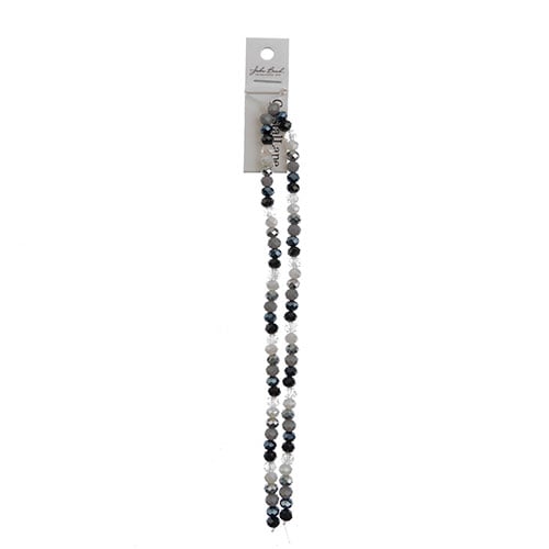 Crystal Lane DIY Designer 7in Double Bead Strand Glass Faceted Rondelle - Gray Mix