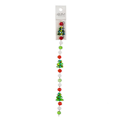 Crystal Lane DIY Designer Holiday 7in Bead Strand Glass Lampwork Christmas Tree w/Red White Green