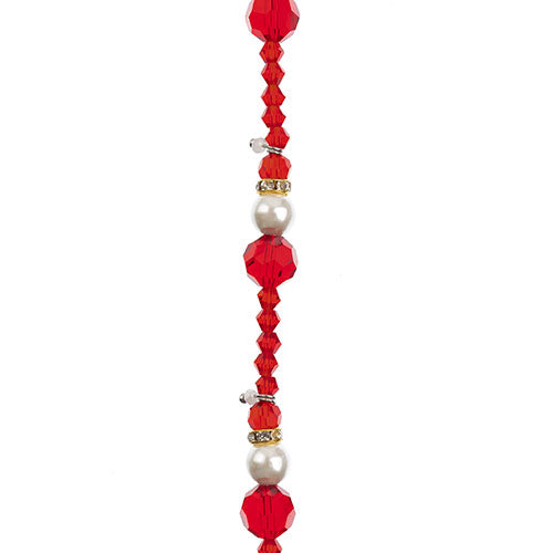 Crystal Lane DIY Designer Holiday 7in Bead Strand Glass Crystal Pearl and Metal Red Santa Stack