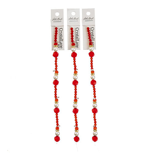 Crystal Lane DIY Designer Holiday 7in Bead Strand Glass Crystal Pearl and Metal Red Santa Stack