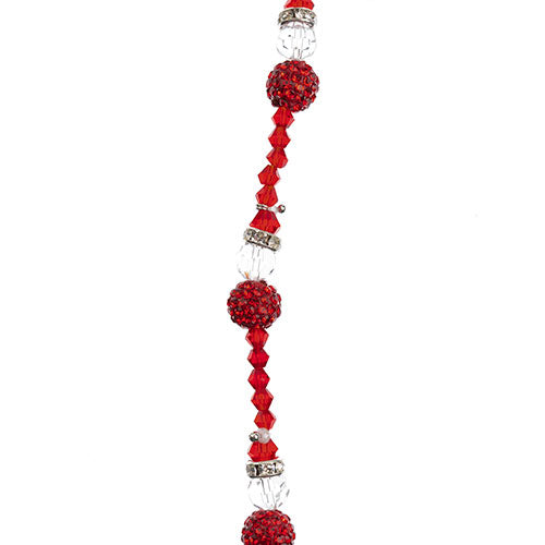 Crystal Lane DIY Designer Holiday 7in Bead Strand Clay Pave Glass and Metal Red Sparkly Santa Stack