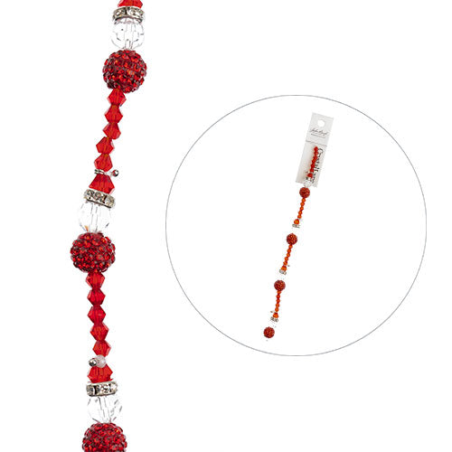 Crystal Lane DIY Designer Holiday 7in Bead Strand Clay Pave Glass and Metal Red Sparkly Santa Stack