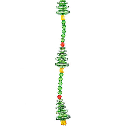 Crystal Lane DIY Designer Holiday 7in Bead Strand Glass Crystal Green Christmas Tree Stack