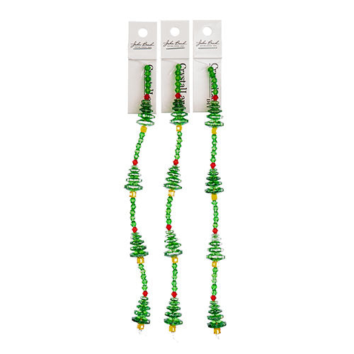 Crystal Lane DIY Designer Holiday 7in Bead Strand Glass Crystal Green Christmas Tree Stack