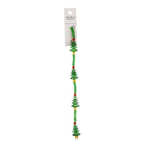 Crystal Lane DIY Designer Holiday 7in Bead Strand Glass Crystal Green Christmas Tree Stack
