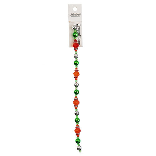 Crystal Lane DIY Designer Holiday 7in Bead Strand Mixed Material Red Green and Silver