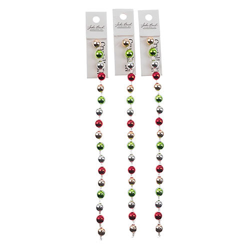 Crystal Lane DIY Designer Holiday 7in Bead Strand Acrylic Baubles Metallic Red Green Gold Silver