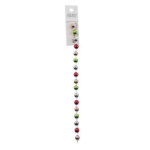 Crystal Lane DIY Designer Holiday 7in Bead Strand Acrylic Baubles Metallic Red Green Gold Silver
