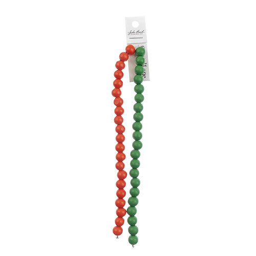 Crystal Lane DIY Designer Holiday 7in Bead 2 Strands Wood Round Red and Green