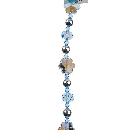 Crystal Lane DIY Designer Holiday 7in Bead Strand Glass Blue Snowflake with Blue and Acrylic Silver