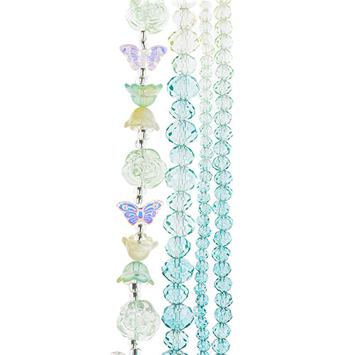 Crystal Lane DIY Flower 7in Bead Strand Flower/Faceted Rondelle Ombre Mix