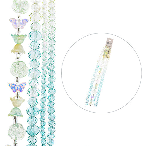 Crystal Lane DIY Flower 7in Bead Strand Flower/Faceted Rondelle Ombre Mix