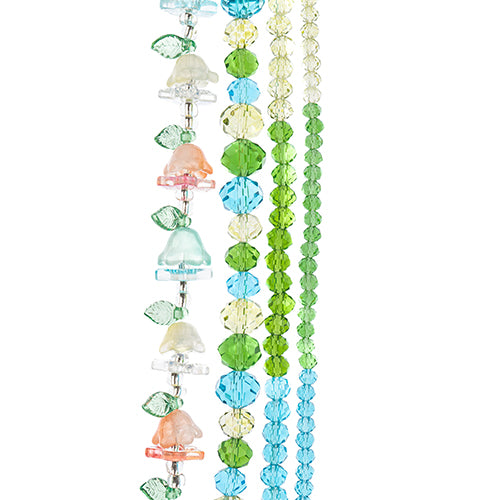 Crystal Lane DIY Flower 7in Bead Strand Flower/Faceted Rondelle Ombre Mix