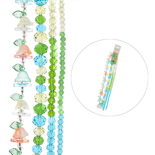 Crystal Lane DIY Flower 7in Bead Strand Flower/Faceted Rondelle Ombre Mix