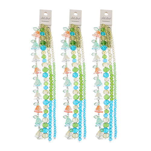 Crystal Lane DIY Flower 7in Bead Strand Flower/Faceted Rondelle Ombre Mix