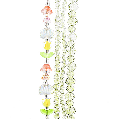 Crystal Lane DIY Flower 7in Bead Strand Flower/Faceted Rondelle Ombre Mix