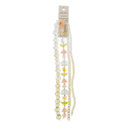 Crystal Lane DIY Flower 7in Bead Strand Flower/Faceted Rondelle Ombre Mix