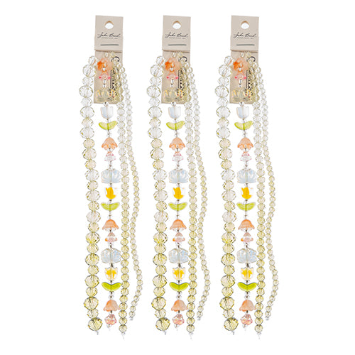 Crystal Lane DIY Flower 7in Bead Strand Flower/Faceted Rondelle Ombre Mix