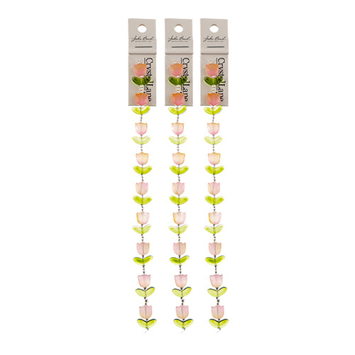 Crystal Lane DIY Flower 7in Bead Strand Tulip 14x16mm 9pcs