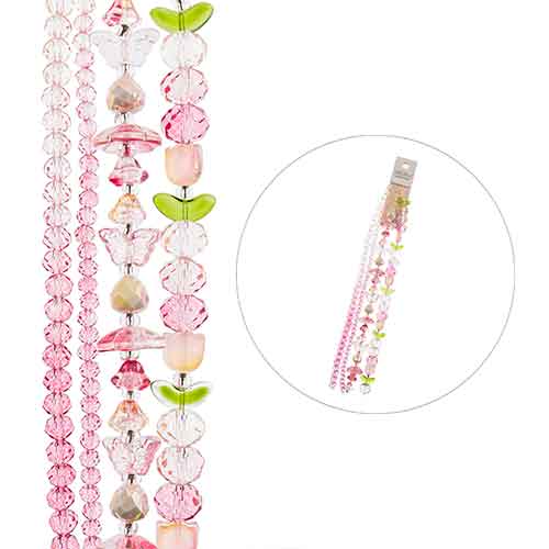 Crystal Lane DIY Flower 7in Bead Strand Flower/Faceted Rondelle Ombre Mix