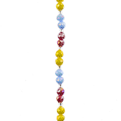 Crystal Lane DIY Flower 7in Bead Strand Pear Opaque Red, Yellow, Dark Blue, 8mm