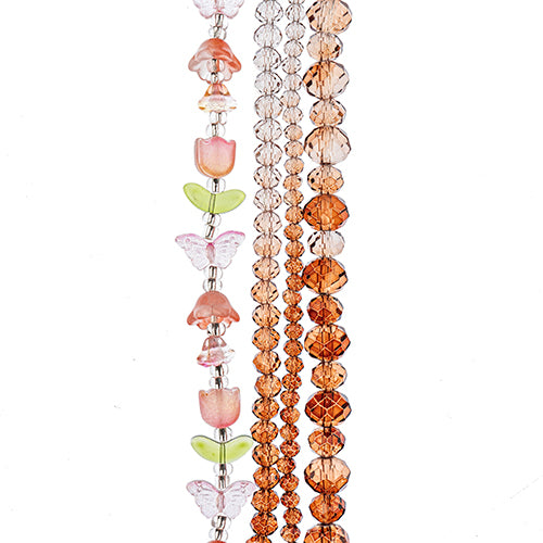 Crystal Lane DIY Flower 7in Bead Strand Flower/Faceted Rondelle Ombre Mix