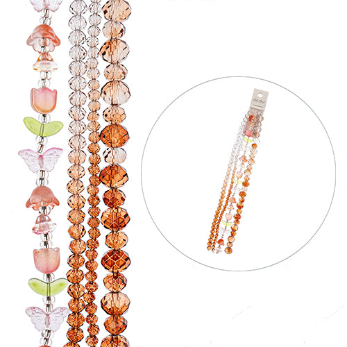 Crystal Lane DIY Flower 7in Bead Strand Flower/Faceted Rondelle Ombre Mix