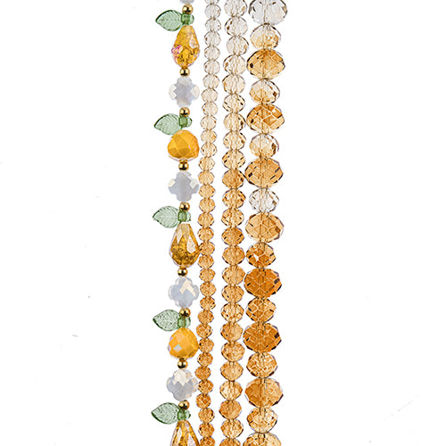 Crystal Lane DIY Flower 7in Bead Strand Flower/Faceted Rondelle Ombre Mix