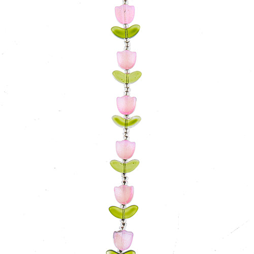 Crystal Lane DIY Flower 7in Bead Strand Tulip 14x16mm 9pcs