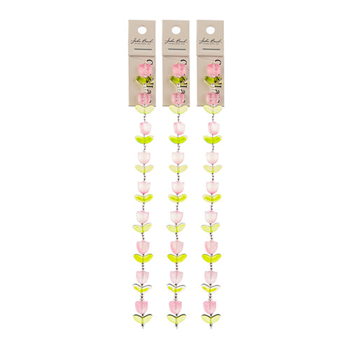 Crystal Lane DIY Flower 7in Bead Strand Tulip 14x16mm 9pcs