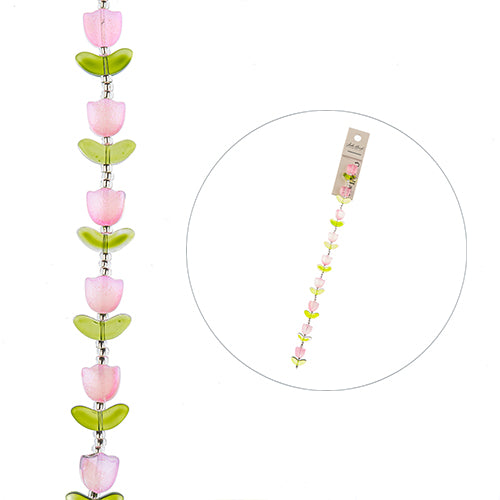 Crystal Lane DIY Flower 7in Bead Strand Tulip 14x16mm 9pcs