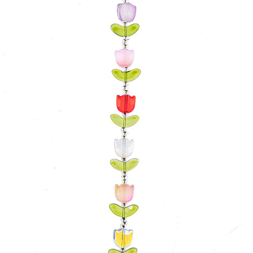 Crystal Lane DIY Flower 7in Bead Strand Tulip 14x16mm 9pcs