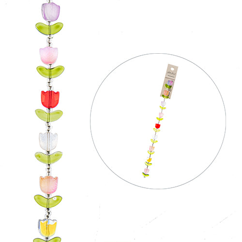 Crystal Lane DIY Flower 7in Bead Strand Tulip 14x16mm 9pcs