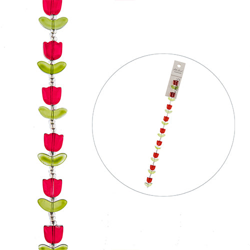 Crystal Lane DIY Flower 7in Bead Strand Tulip 14x16mm 9pcs