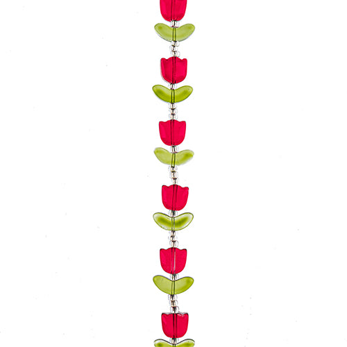 Crystal Lane DIY Flower 7in Bead Strand Tulip 14x16mm 9pcs