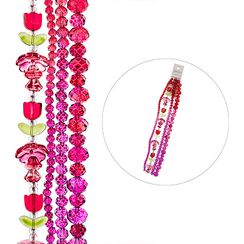 Crystal Lane DIY Flower 7in Bead Strand Flower/Faceted Rondelle Ombre Mix