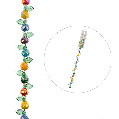 Crystal Lane DIY Flower 7in Bead Strand Pear & Leaf Mix - 14pcs