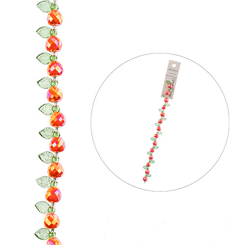 Crystal Lane DIY Flower 7in Bead Strand Pear & Leaf Mix - 14pcs