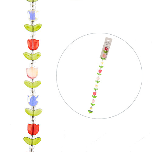 Crystal Lane DIY Flower 7in Bead Strand Tulip 14x16mm 9pcs