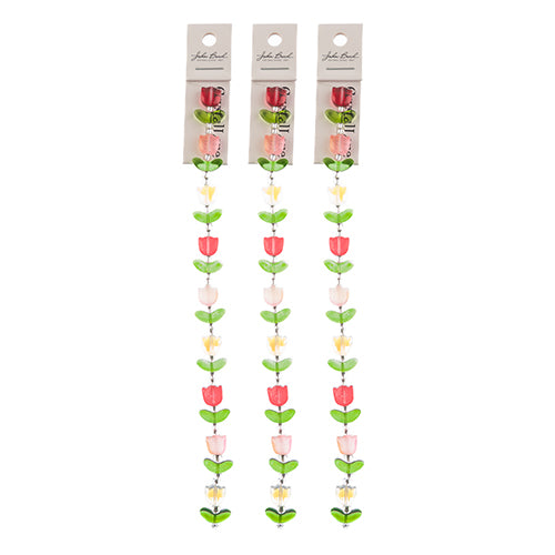 Crystal Lane DIY Flower 7in Bead Strand Tulip 14x16mm 9pcs