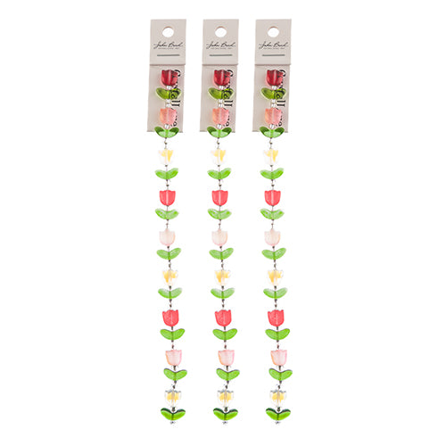 Crystal Lane DIY Flower 7in Bead Strand Tulip 14x16mm 9pcs