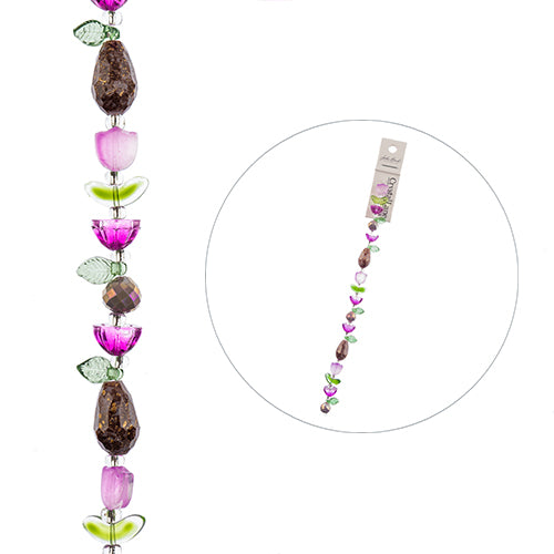 Crystal Lane DIY Flower 7in Bead Strand Tulip/Lotus Mix 14x16mm,10mm